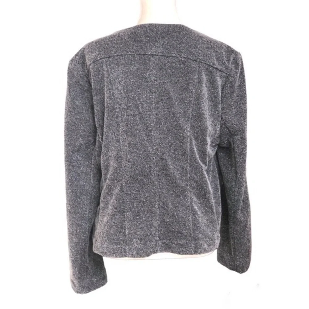 Catherine Malandrino Runway Moto Jacket Gray Marled Asymmetrical Zip Shanfa - Picture 2 of 4